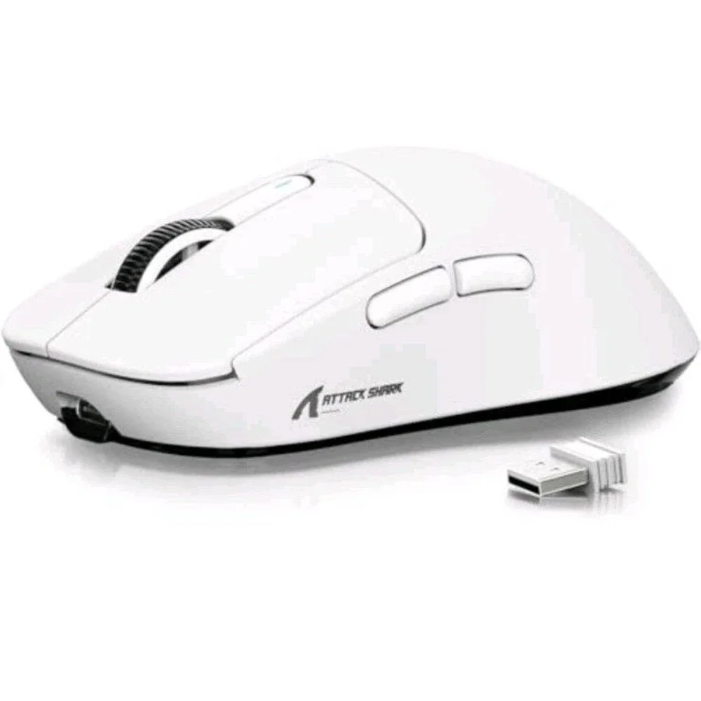 Attack Shark X3 Gaming Mouse PAW3395 49g Wireless 2.4G BT5.4 Wired USB-C White